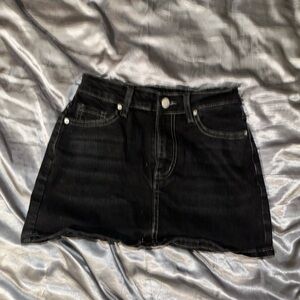 Classic Black Denim Skirt
